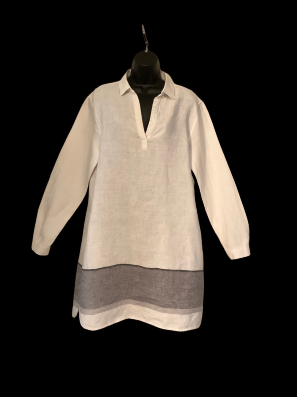 Tahari White Linen Button-Front Tunic